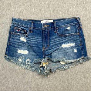 Hollister Distressed Denim Cut Off Jean Shorts Raw Hem